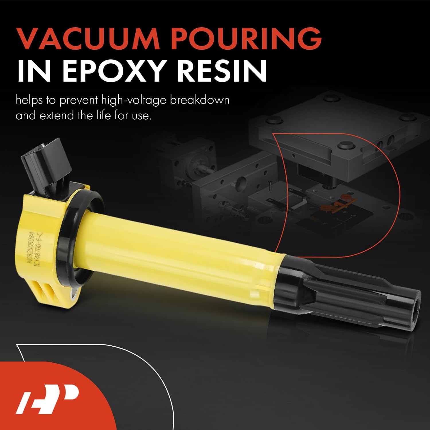 A-Premium Ignition Coil Pack Compatible with Toyota Camry 2007-2010 2012-2017, Highlander 2008-2016 & Lexus RX350 2007-2015 & Lotus Evora GT 2020-2021 - V6 2.5L 3.0L 3.5L 4.0L, Yellow, Set of 6