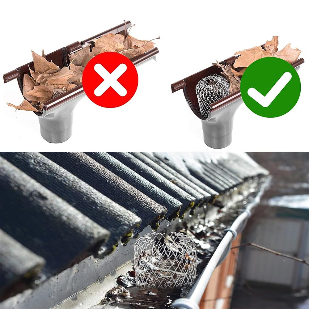 Yakamoz 8-Pack Flexible Aluminum Gutter Downspout Guards – Expandable Leaf Filters For 3.5-Inch Openings