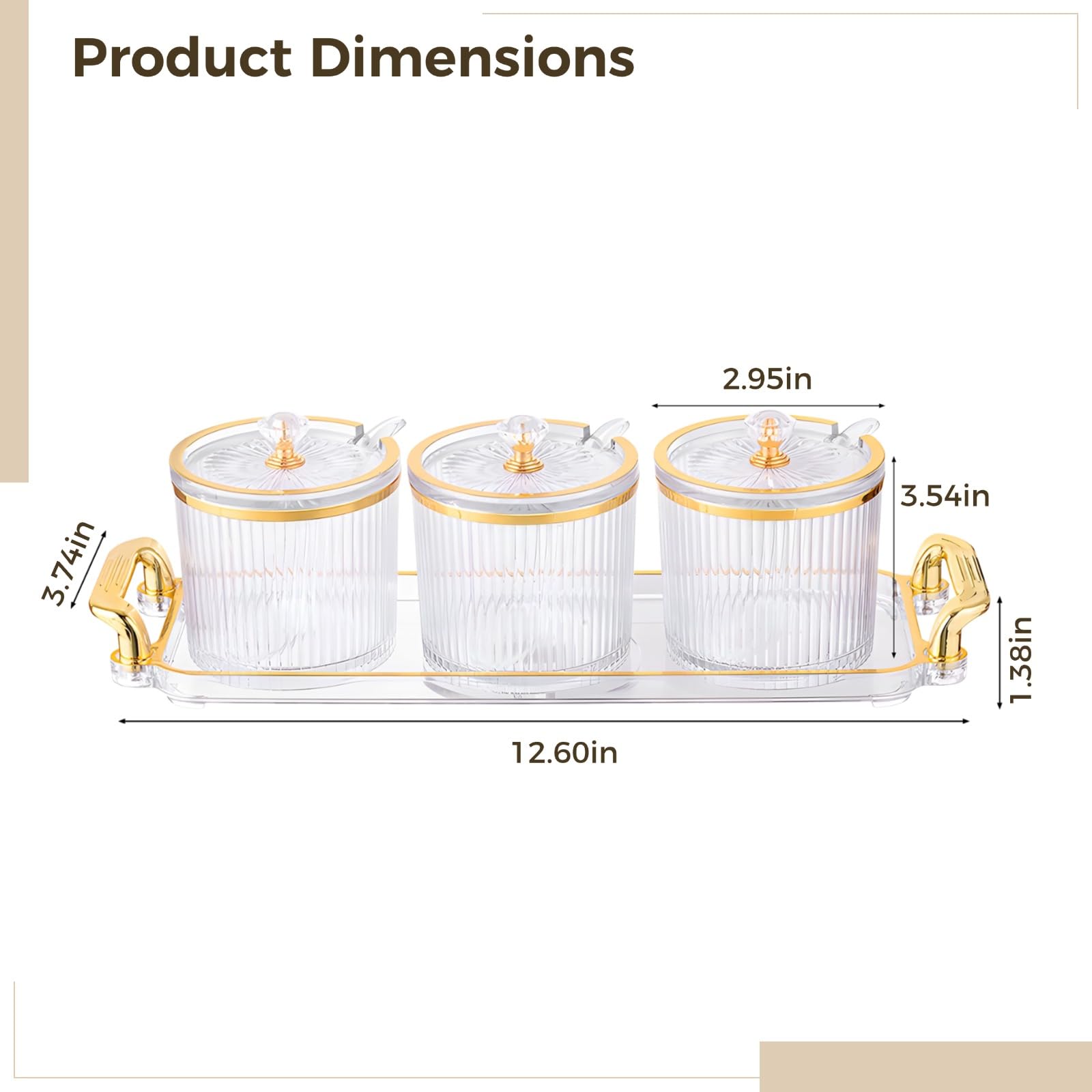 Ensemble organisateur d'assaisonnements de cuisine, 3 pots à épices avec couvercles, cuillères et plateau de service, boîtes à condiments en plastique transparent, pour sel, paprika, sucre