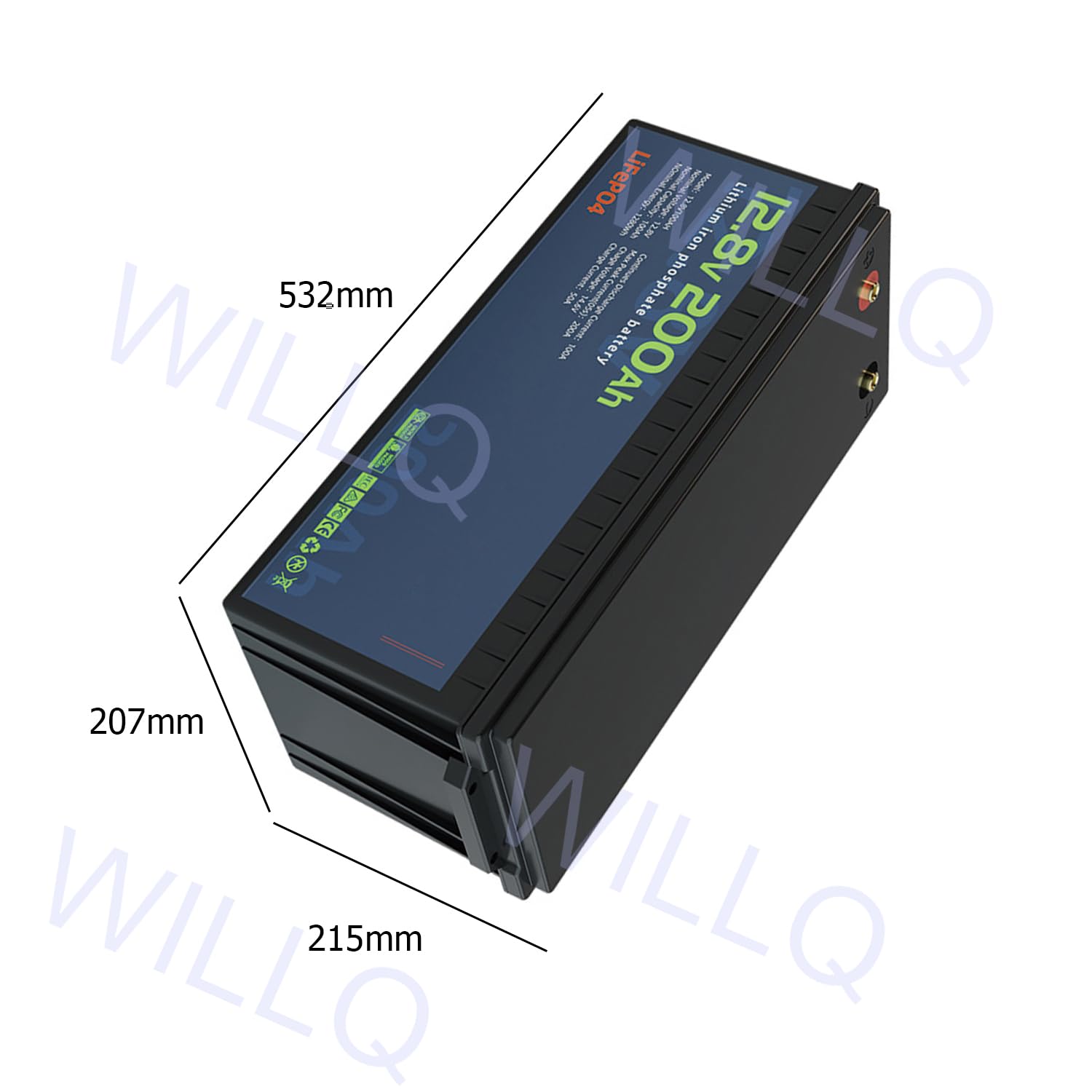 Batteria al Litio LiFePO4 12V 200Ah Integrata 200A BMS Alta Potenza 2000+ cicli Profondi Perfetta per Batteria di Backup 12,8V per Applicazioni off-Grid Camper Solare Marino