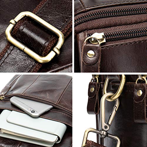 Hebetag Leather Business Messenger Bag Shoulder Handbag for Men Travel Outdoor Crossbody Handbags Briefcase Wallet Phone Pouch Purse Casual Daypack - Thumbnail 4