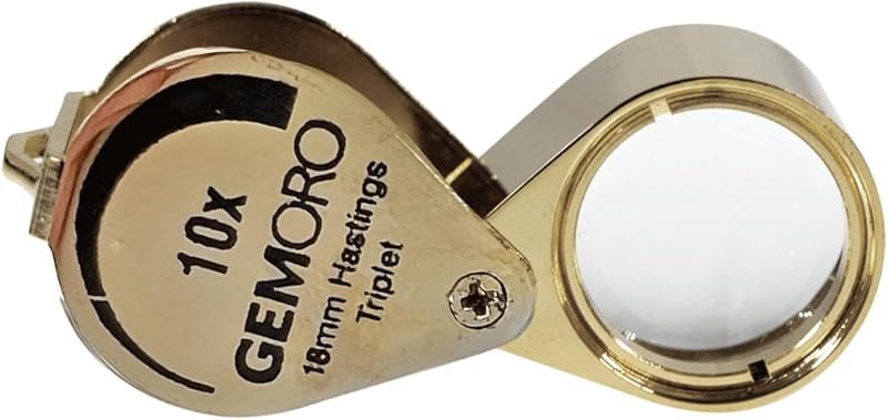 Lupa GemOro Jewelers | Oro Hastings Triplete 10x Joyería Ojo Lupa Monóculo para reparación de relojes Diamantes Monedas Plantas Gemas Sellos Anillos Pendientes | Microscopio de bolsillo (18 mm)