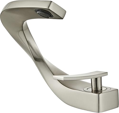 Grifo de baño contemporáneo con diseño curvado único grifo moderno de lavabo de baño de un solo agujero grifo mezclador de tocador de baño de latón