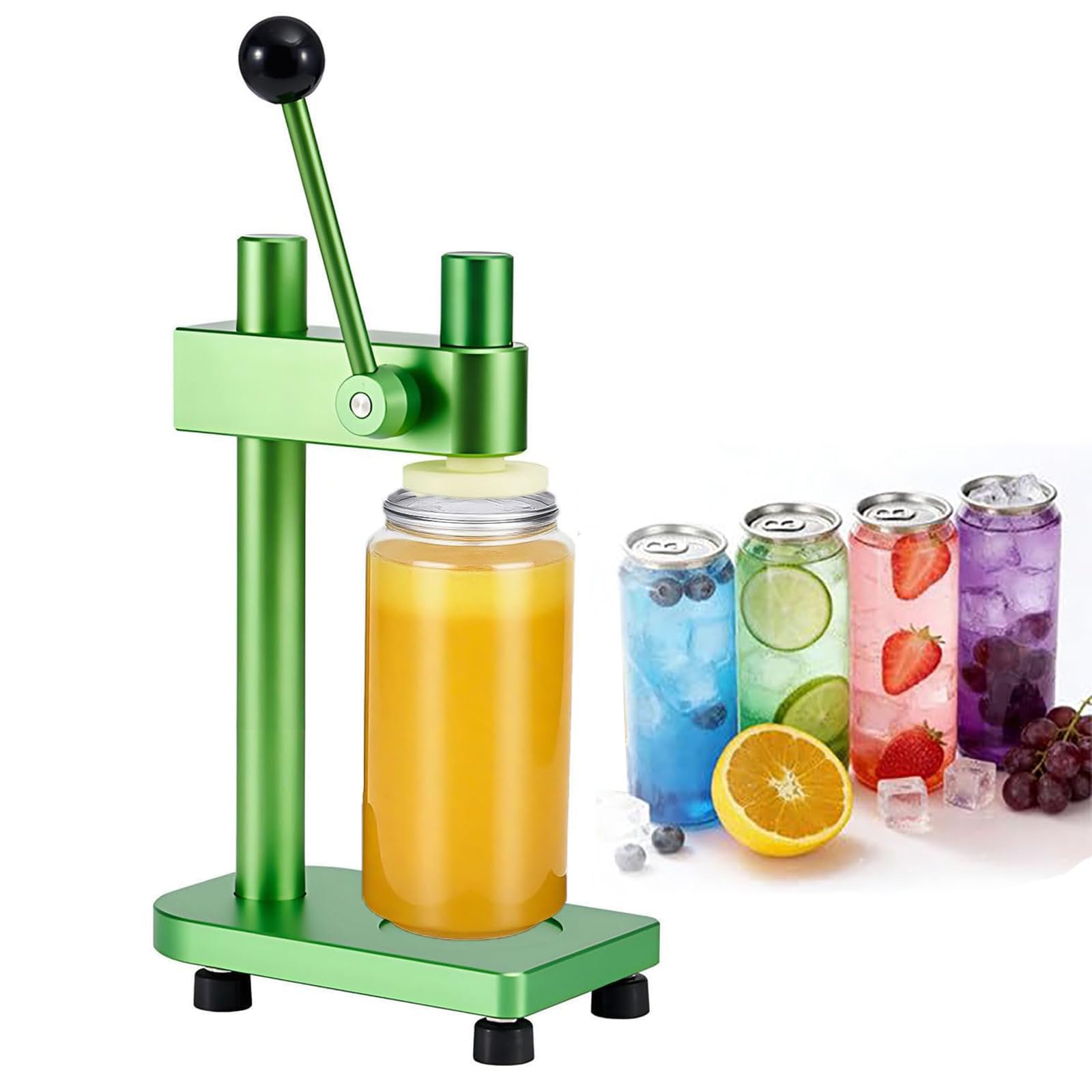 Sunbgrpye Green Manual Can Sealing Machine, Aluminum Alloy Cup Sealer, Height Adjustable, For Cans With A Diameter Of 55Mm, For Sealing Fruit Juices, Coffee, Sodas, Other Beverages