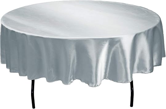 Tektrum 90 inch Round Silky Satin Tablecloth - Premium Fabric - Best for Wedding Party Banquet Events Restaurant Kitchen Dining Decoration - Silver Color