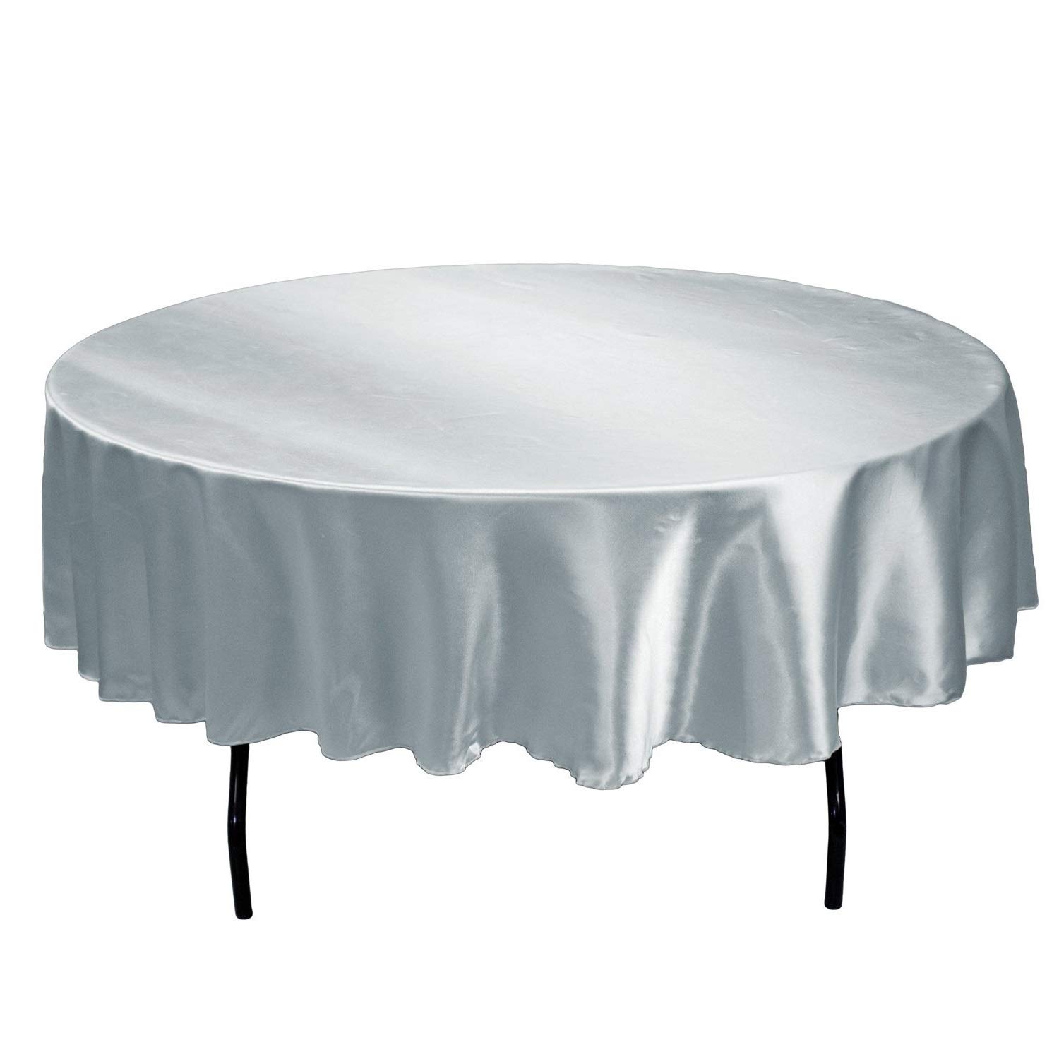 Tektrum 70 inch Round Silky Satin Tablecloth - Premium Fabric - Best for Wedding Party Banquet Events Restaurant Kitchen Dining Decoration - Silver Color