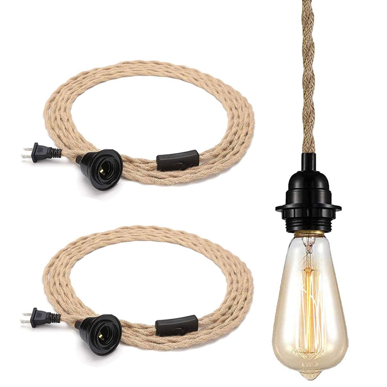 Buy 2er Pack DIY 15ft Industrial Vintage Ceiling Pendant Light Cord