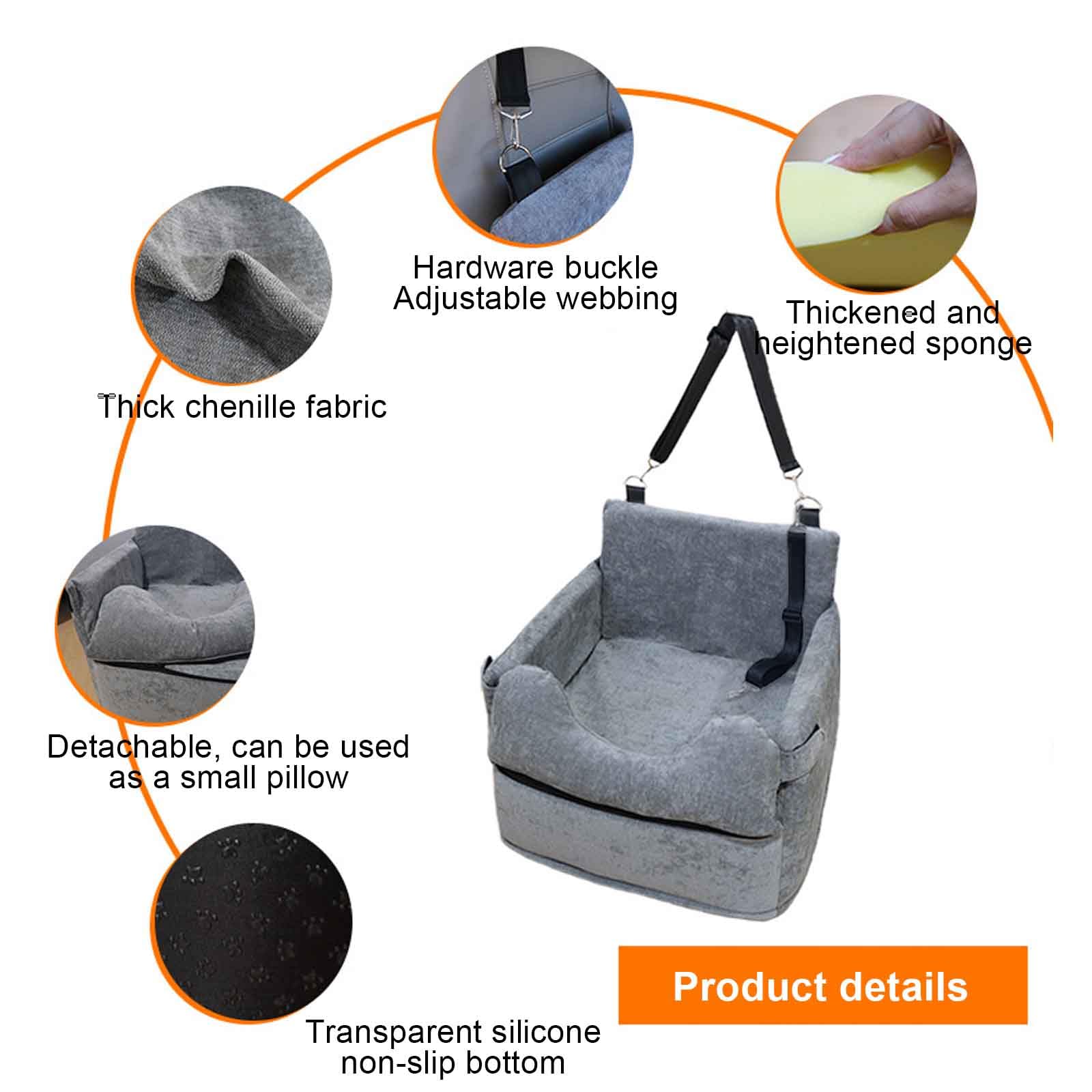 Asiento De Coche para Perros Pequeños, Asiento Elevador De Coche para Perros Y Gatos, Asiento Elevador para Perros con Cinturón De Seguridad, Se Puede Desmontar Y Limpiar Fácilmente