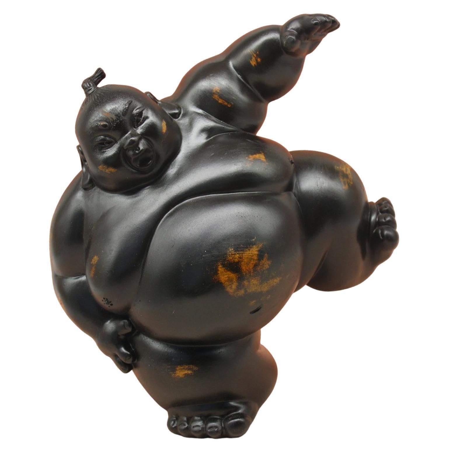 Zanthicia Black Detailed Sumo Wrestling Sculpture Japanese Style Sumo Sculpture Decorative Ornament Wrestler Figurine Statue Wrestling Home Decor Figurine, 25.5X16.5x26cm