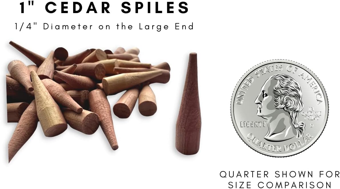 Cedar Spiles for Repairing Leaks and Plugging Holes in Whiskey Bourbon Barrels - Perfect for Wine Testing and Home Brewers (50-Pack)