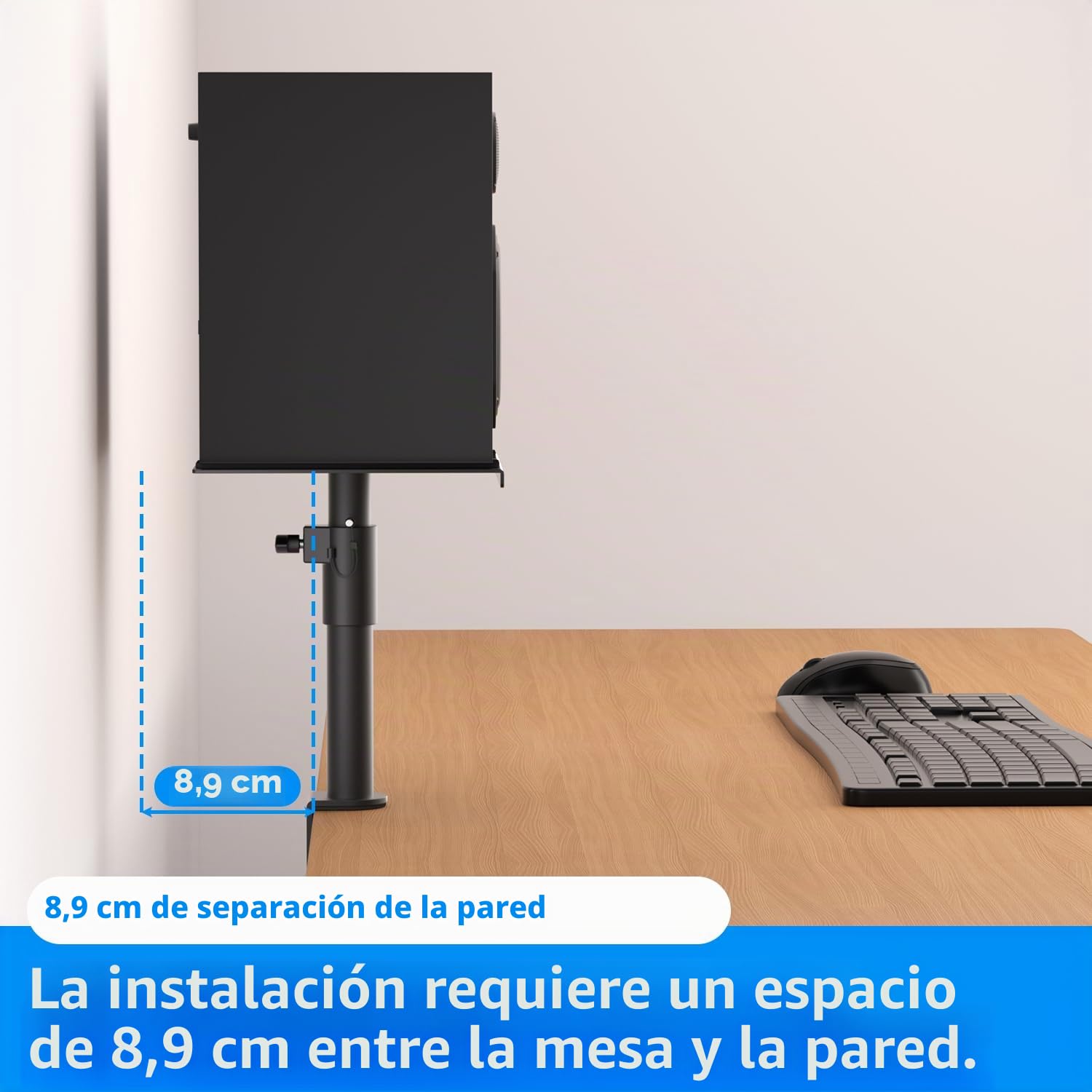 suptek Soportes para Altavoces de Escritorio con Abrazadera: Pareja de Estantes de Altavoz de Estudio, Altura Ajustable, para Portátil y Proyector, SDM001GB