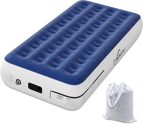 Sprinq Colchón de aire tamaño individual, cómodo colchón inflable portátil para camping, colchón inflable con bomba incorporada, cama de aire para