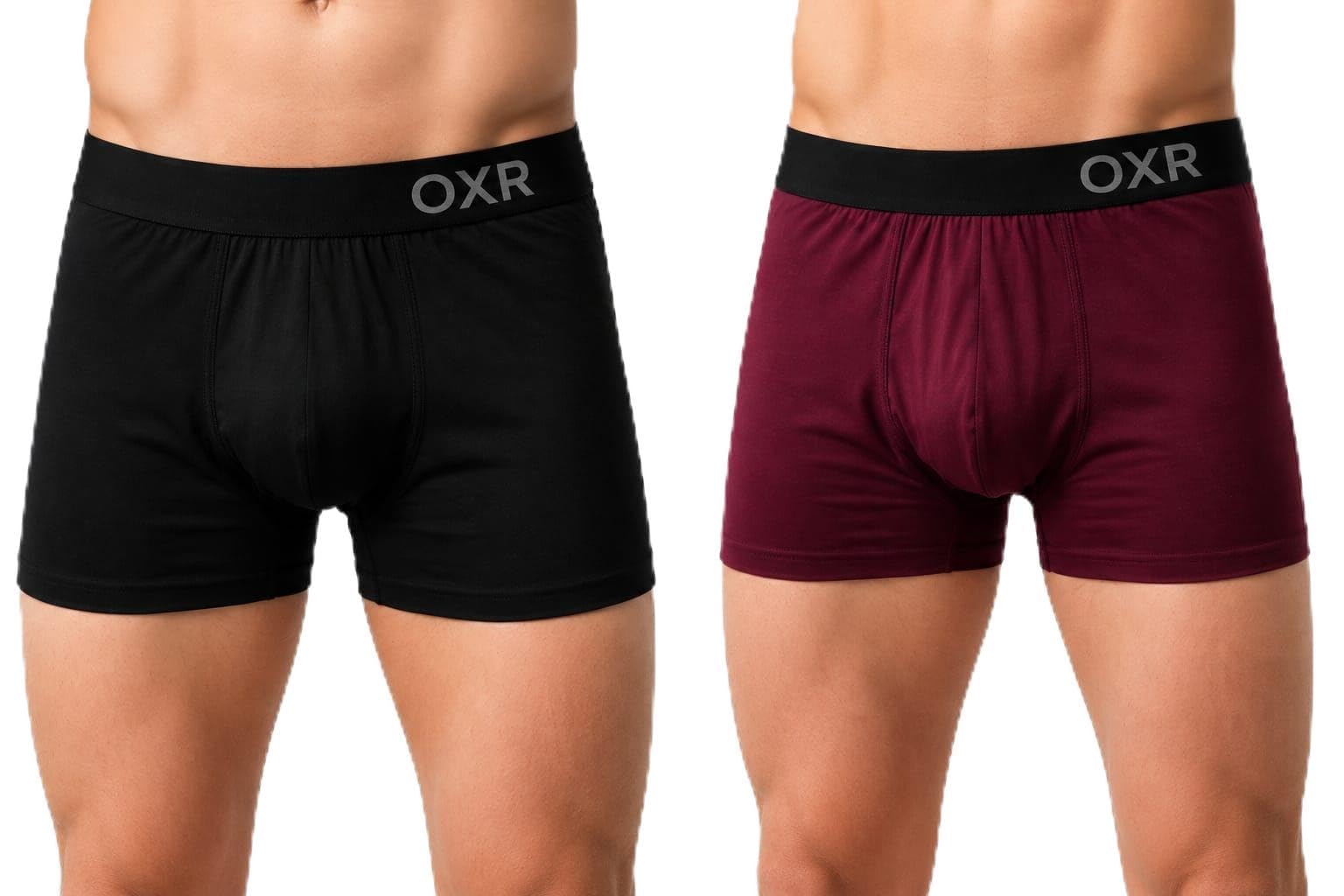 OXR Men's Nylon Trunks Pack of 2 | Quick Dry Stretchable Underwear for Men | Soft Breathable Innerwear with Elastic Waistband | Comfort Fit Men's Trunk-picture-46