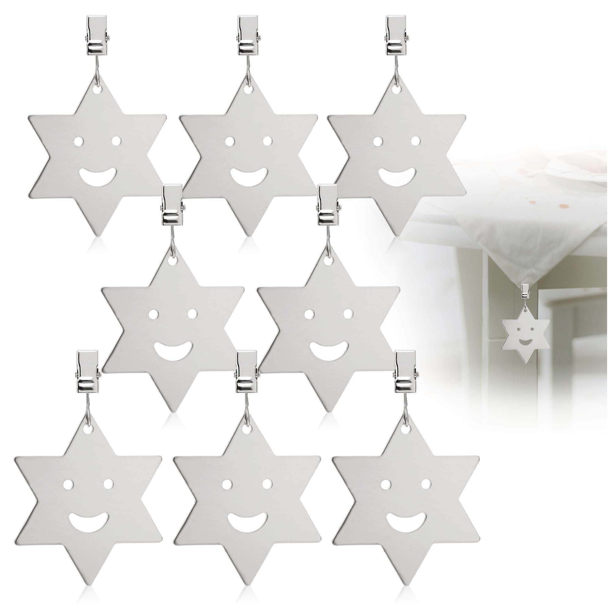 com-four® 8X Tischdeckenbeschwerer - Tischtuchgewichte aus rostfreiem Edelstahl - Tischtuchklammer - jeweils ca. 40g - Tischdeckenklammern