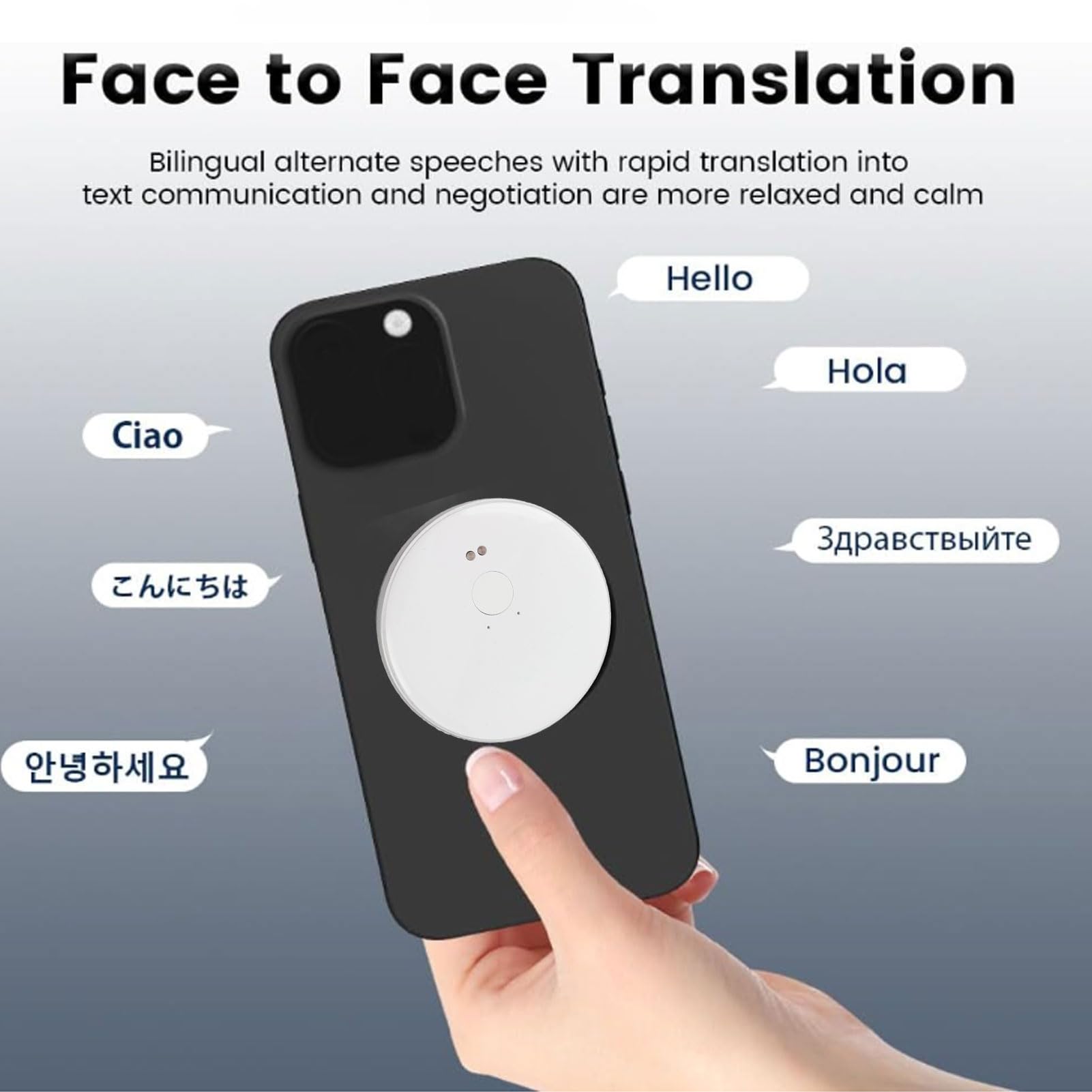 Generic Traduttore Linguistico Magnetico 138 Lingue Dispositivo di Traduzione Vocale AI Foto Videochiamata Stand By 45 Giorni per Viaggiatori, Studenti, Trattative Commerciali (WHITE)