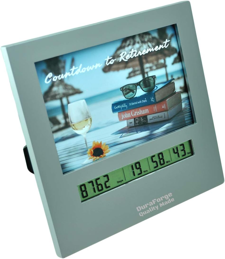 Large Display Retirement Countdown Clock and 4x6 Picture Frame, Countdown Retirement Clocks are Fun Gifts for Women Change Photo & Set Day Timer for Vacation Wedding Christmas Baby Birthday Halloween