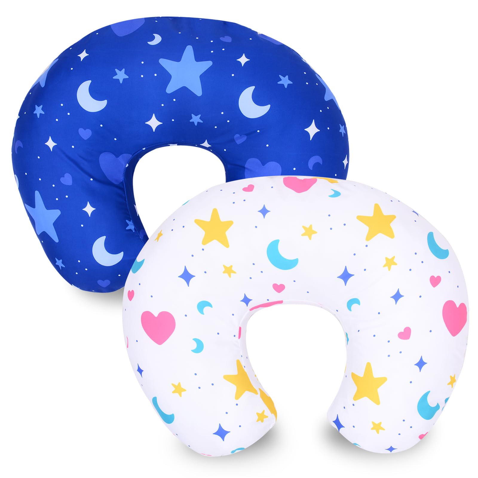 Cloele Nursing Cover for Breastfeeding Pillows - 2 Pack Star Slipcovers for Baby Boys & Girls - Ultra Soft Infant Pillowcase for Newborn, White and