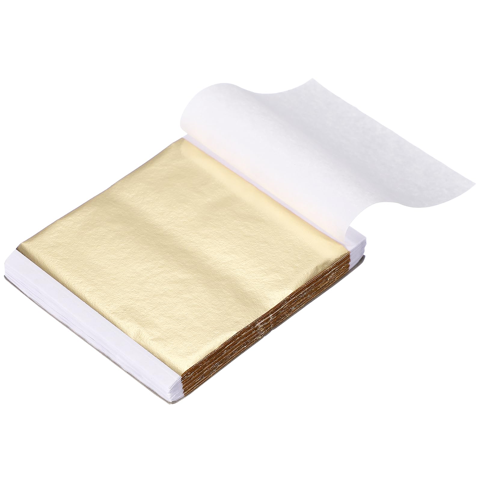 sourcing map 200 Sheet Gold Leaf Sheets, 3.3"x3.7" Imitation Gold Foil Sheets Variegated Booklet Paper for Crafts, Picture Frames, Nails and DIY Arts Decoration,Gold