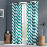 Libra Chevron Window Curtain Pair Teal 84