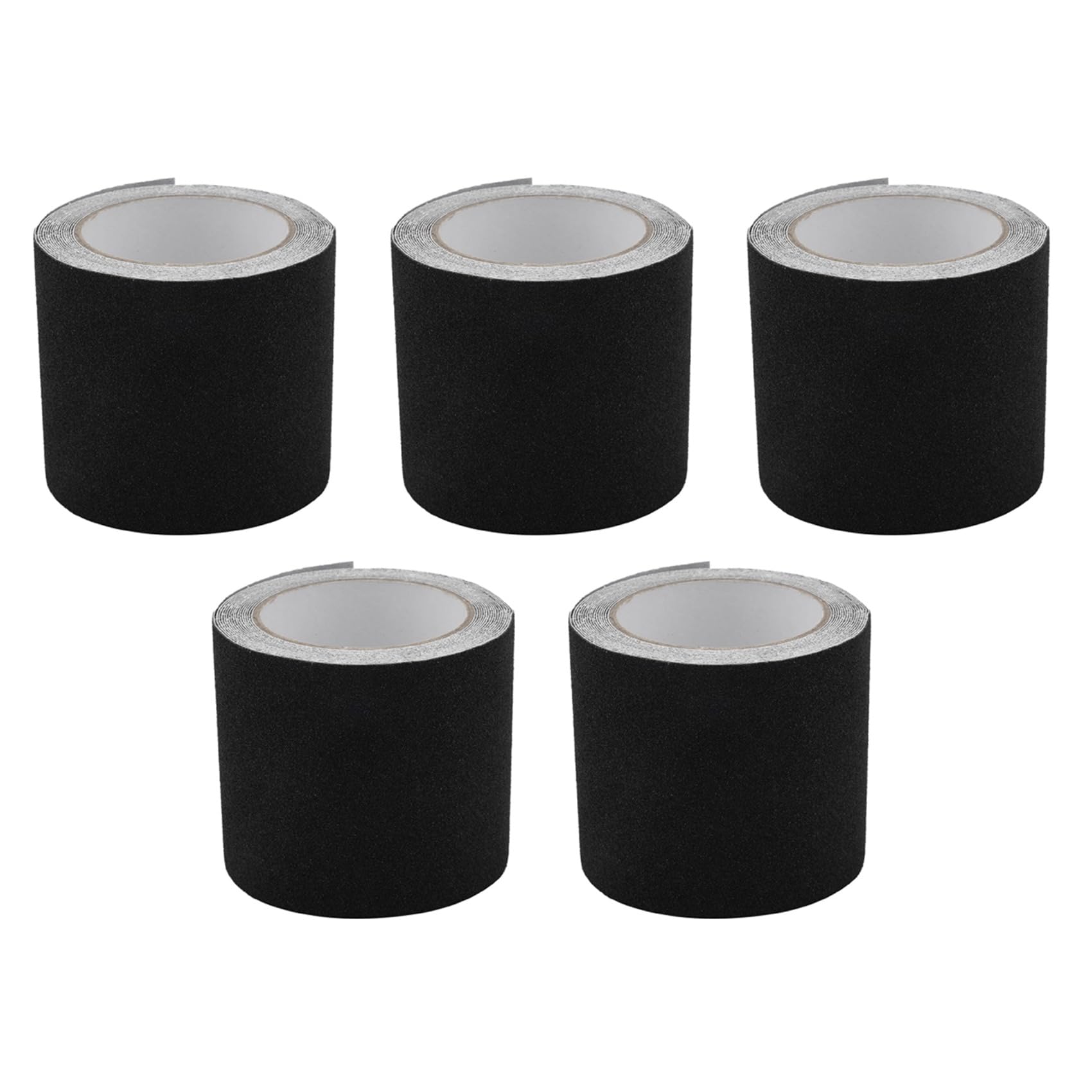5X Cinta para Escaleras Antideslizante - Pasos de Seguridad Impermeables para Interiores y Exteriores, Grano 80, Negro, 5 M