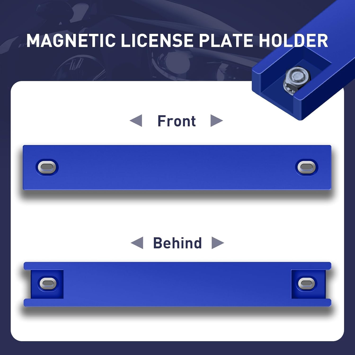 4 Pack Magnetic License Plate Holder，Temp Tag Holder for Car Dealer License Plates on Test Drives，Magnet License Plate Holder，License Plate Magnetic Mount，License Plate Magnet（Blue）