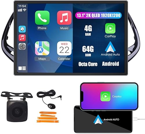 CarPlay Android Auto Autoradio Car Navigation Stereo GPS Radio 13.1 "2K QLED Pantalla táctil Headunit Tablet para Jeep Compass 2017-2018 si