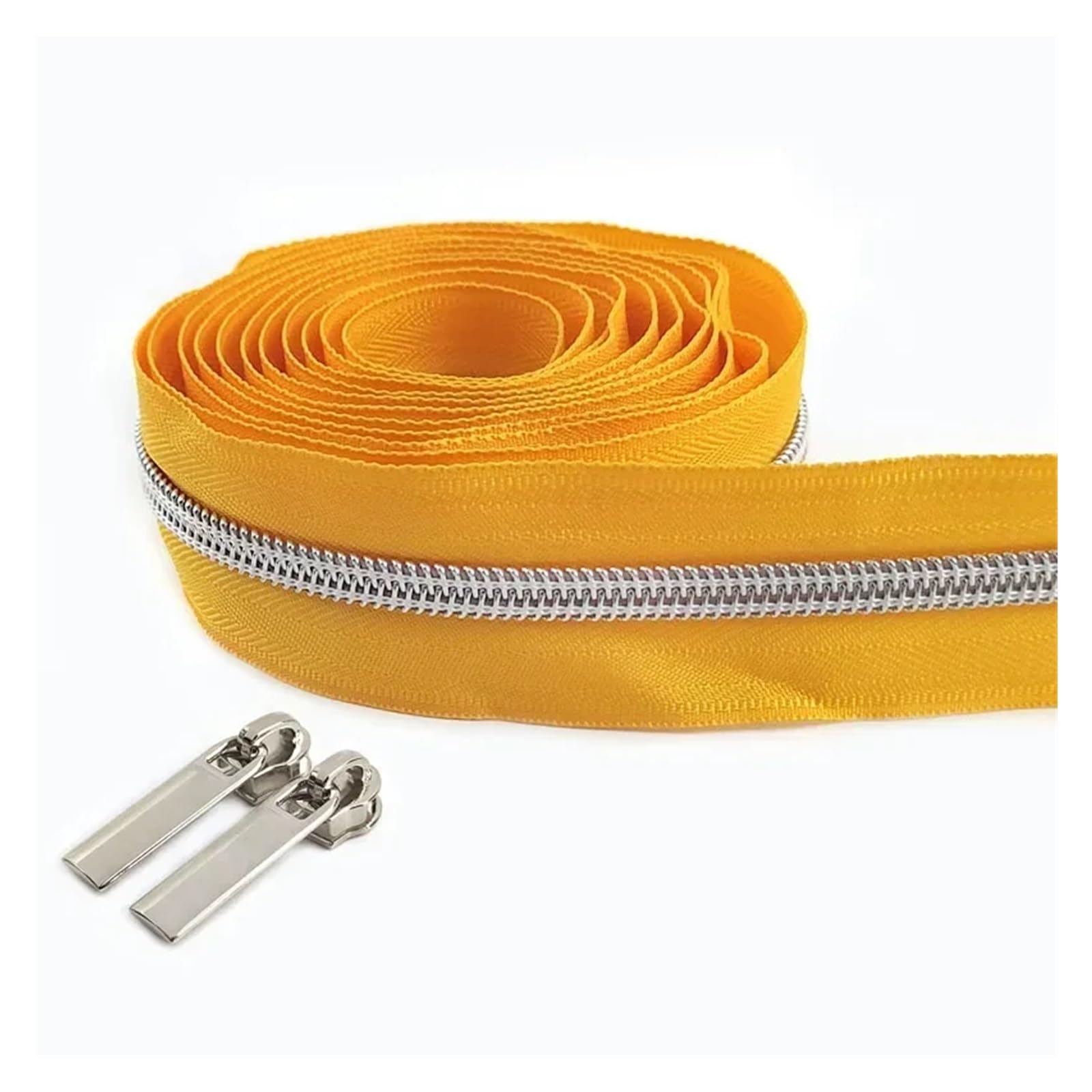 Zipper,Way Zip 2 Meters 5# Nylon Zipper Tapes+ 2Pcs Zipper Slider Pulls Bag Purse Pocket Coil Zippers Heads Decor Zip Repair Kit DIY Accessories Zips Clothing Garments(ZA419-55-Silver)