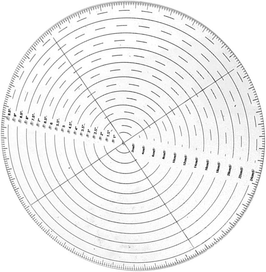 Round Center Finder, 10 Inch Circle Drawing Tool with Dual Scale for Woodworking, Acrylic Radius Gauge for Metal Glass Marking, Irregular Shape Center Locator, Lathe Turning