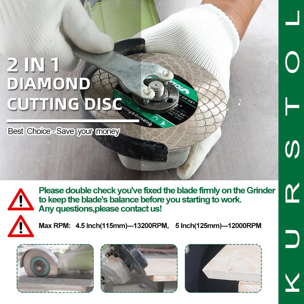 Disco de diamante para azulejos (5 unidades, 115 mm, disco de corte de diamantes, fresa, baldosas para cortar y moler baldosas cerámicas, porcelana, granito, mármol)