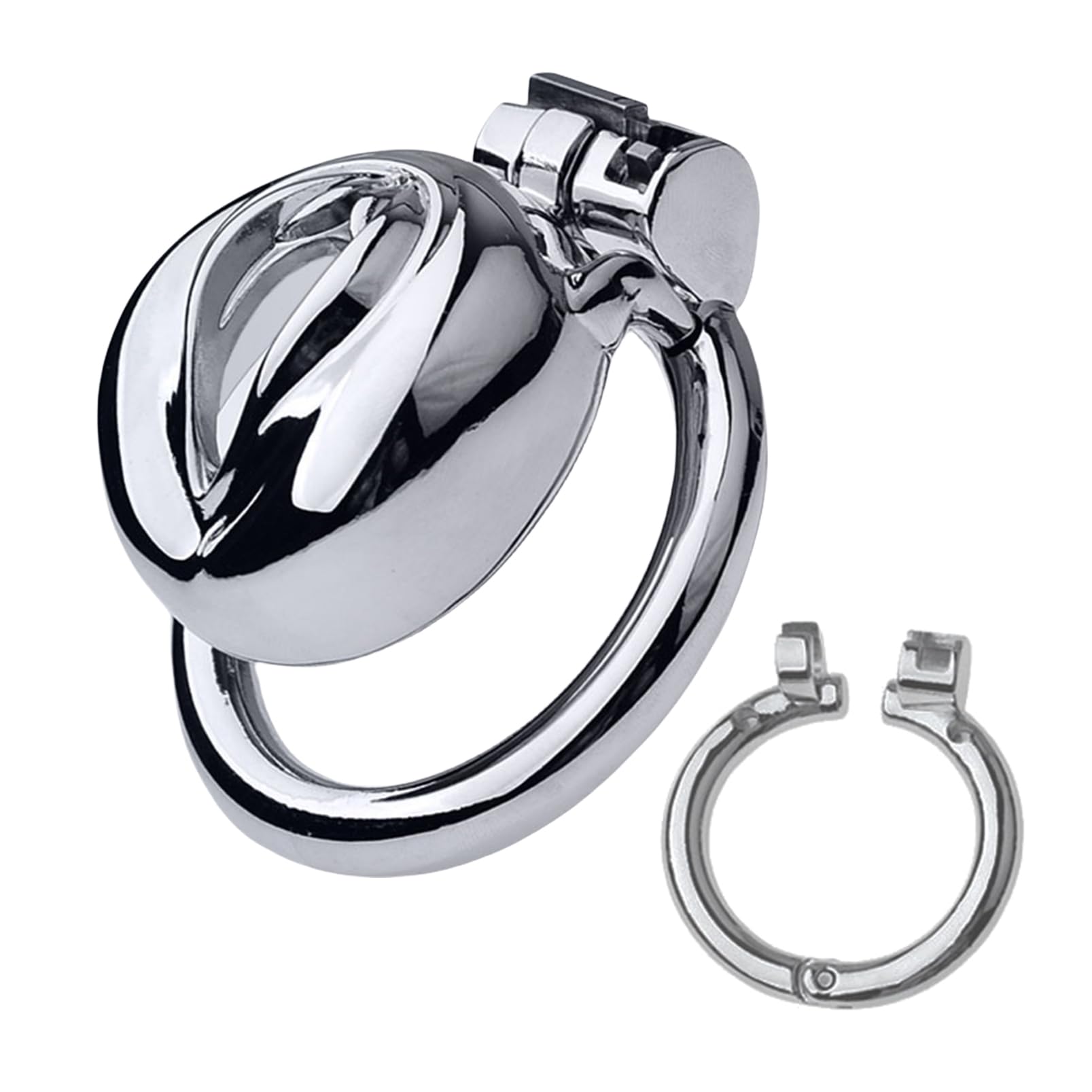 Cage à pénis en acier inoxydable Sissy - Design réaliste, cage de chasteté respirante et sûre pour hommes avec anneau pénien et clé, 45 mm (B)