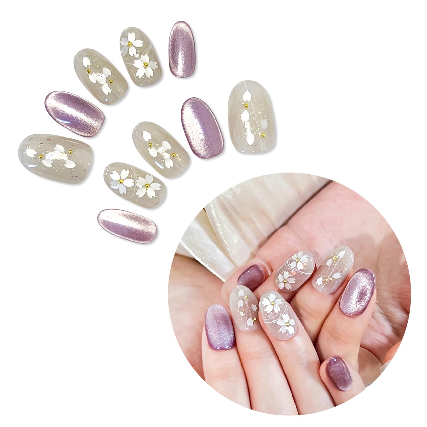 Amazon | SoraraBeauty ネイルチップ 100%ハンドメイド 貼るだけネイル