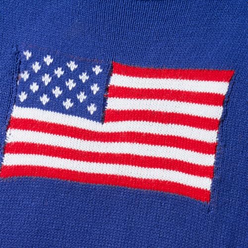 Image of Women American Flag Sweater Loose Vintage USA Sweatshirt Long Sleeve Crewneck Hollow Out 4th of July Jumper
