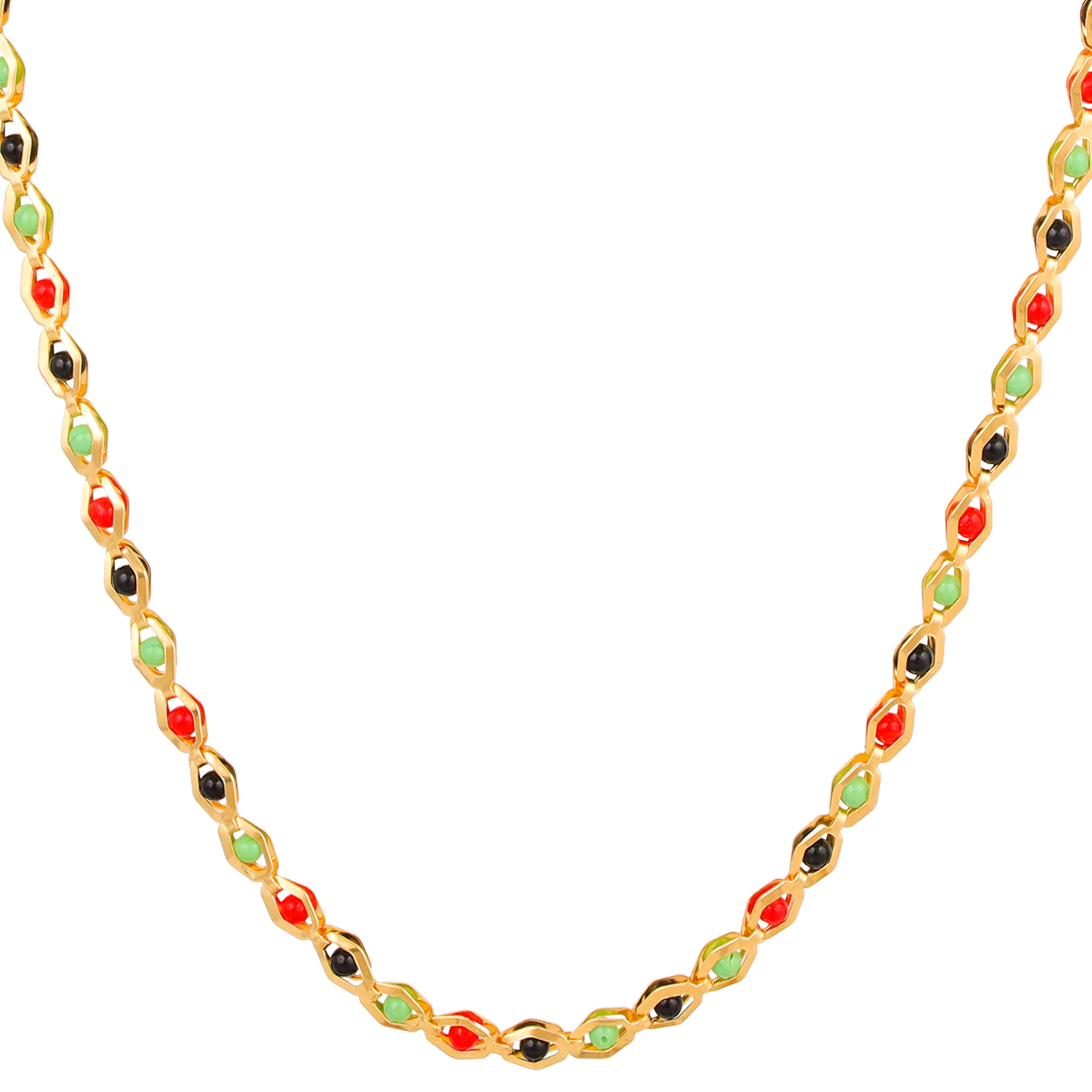 Stunning Men's Jewellery Gold Chain For Men Gold Plated Multicolor Beads Gold Chain Necklace For Women Girls Neck Chain 28 Inches-image-38