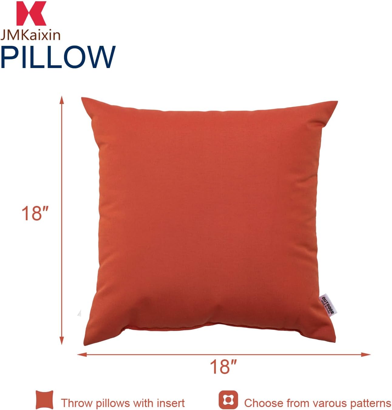 Outdoor/Indoor Throw Pillows, Pack of 2 Waterproof Decorative Throw Pillows with Inserts, 18”x18” Square Pillows for Bed, Couch, Sofa and Patio Furniture
