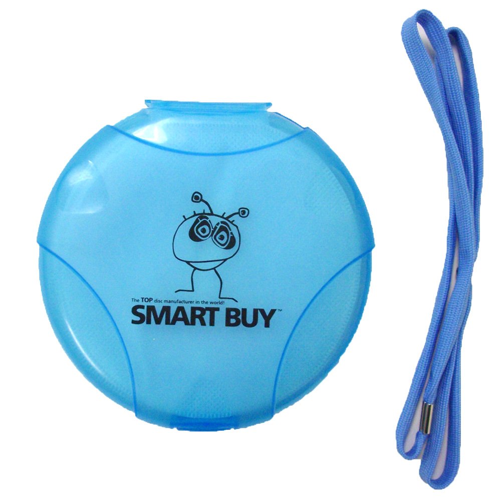 Smartbuy 12 Disc CD DVD Storage Organizer Blue Hard Plastic Holder Case w/Blue Strap