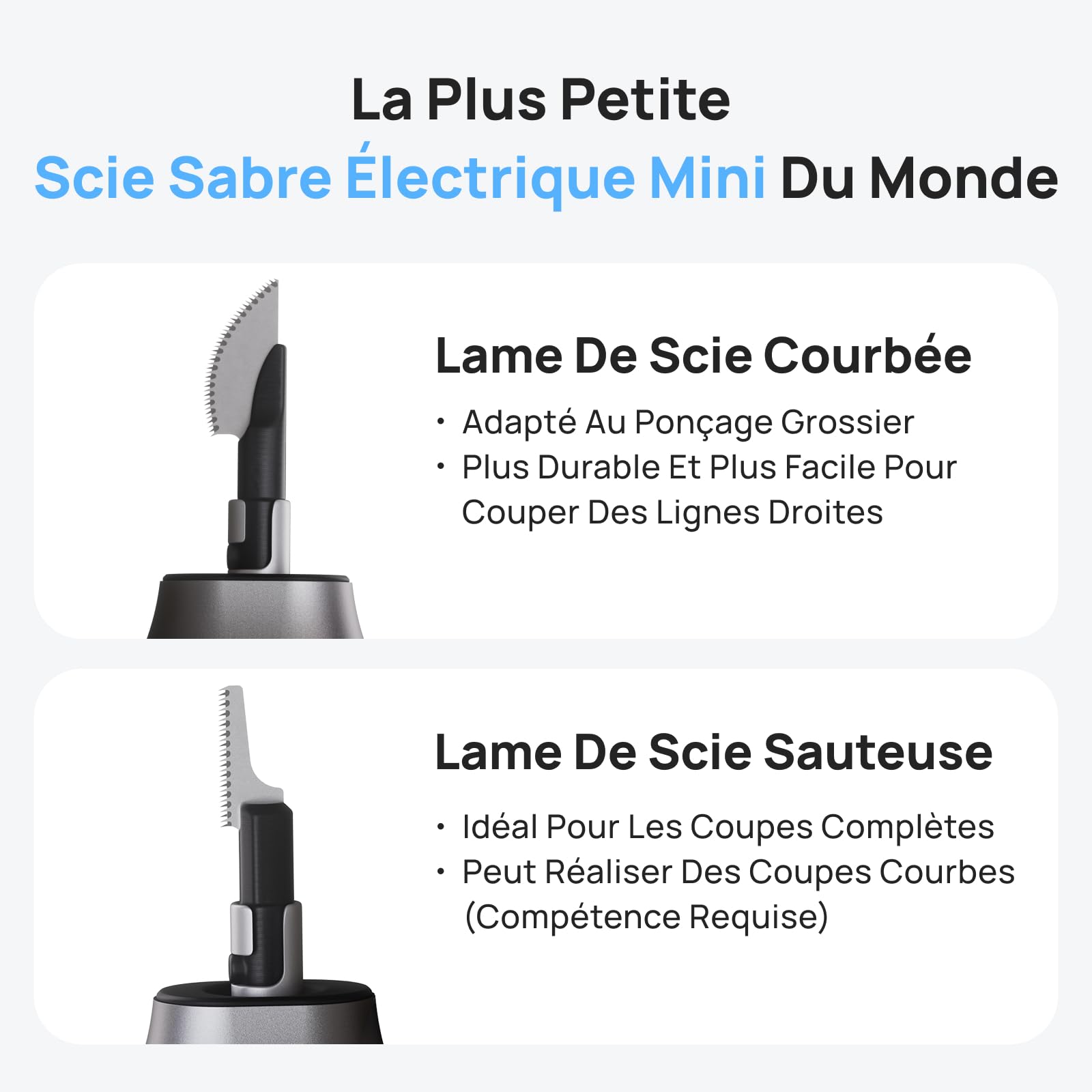 HOZO Ensemble de lames de scie NeoSander, transforme le NeoSander en mini scie alternative, 8 pièces de lames anti-accrochage de 0,2 mm, 4 lames courbées pour des coupes droites et 4 lames de scie