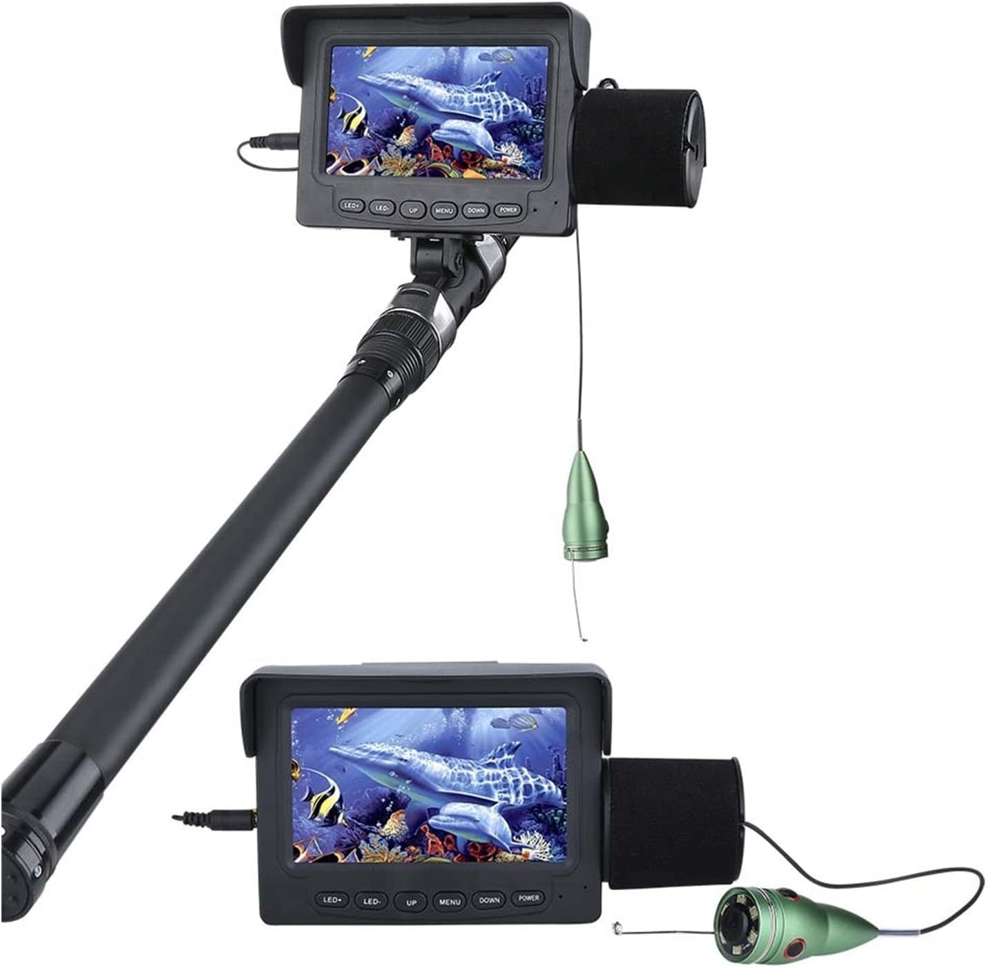 Fish Finders Depth Finders 15M/30M 1000TVL Fish Finder Underwater Fishing Camera 4.3" LCD Monitor 6PCS 1W White LED Night Vision Camera for Fishing for Boat Kayak Sea Fishing