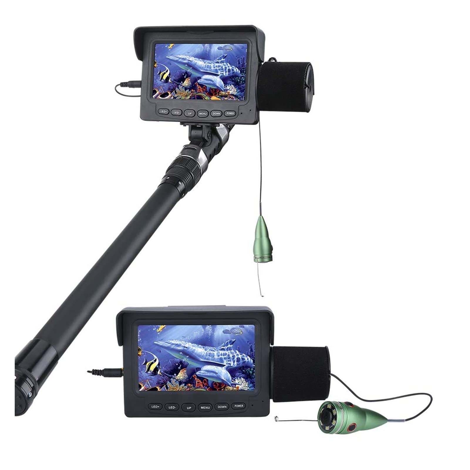 Ultrasonic Fish Finder Video Fish Finder 4.3 Inch IPS LCD Monitor 6PCS LED Night Vision Fishing Camera Kit for Winter Fishing Camera Sou