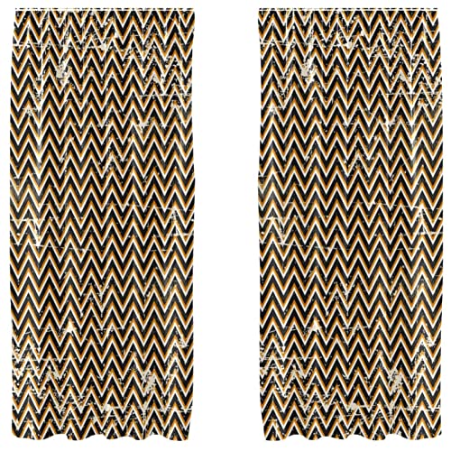 Cortinas opacas de microfibra suave Grunge Chevron, juego de 2 paneles decorativos 2