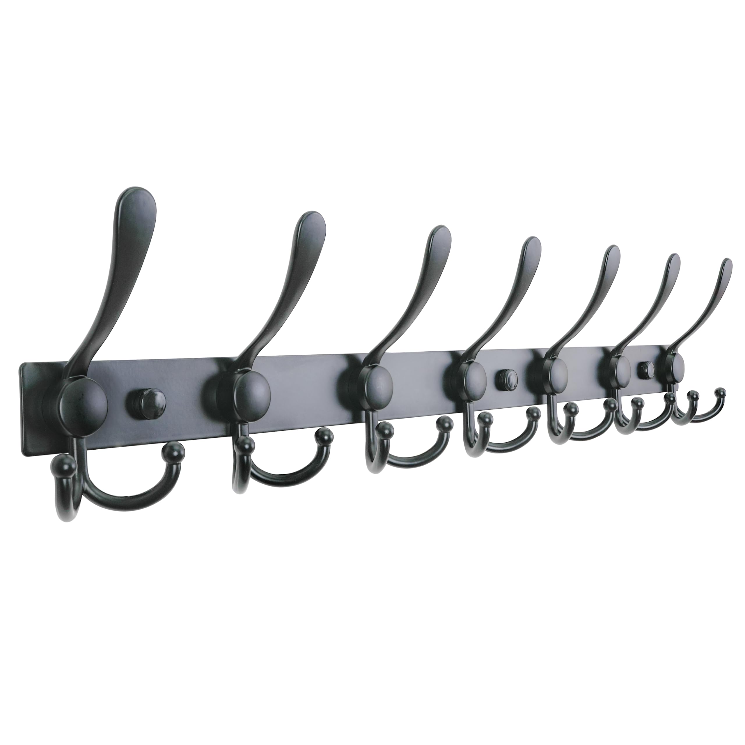 HONSKY Coat Hooks Wall Mounted,7 Triple Hooks,58cm, Black