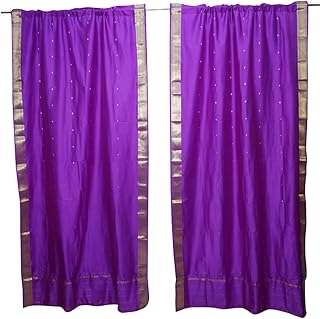 Mogul Interior 2 Purple Sari Curtain Rod Pocket Window Treatment Home Decor Drape 84X44