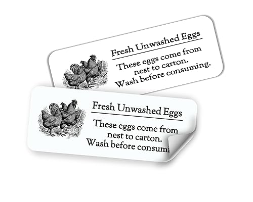 60 unwashed egg carton labels for chicken egg safety, and handling. Fresh Unwashed Eggs stickers for your fresh egg cartons. Perfect for the small
