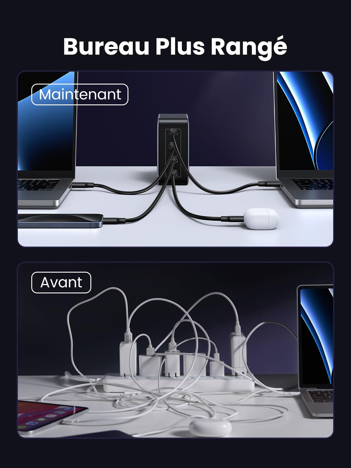 UGREEN Nexode 100W Prise Chargeur Quadruple USB C Charge Rapide GaNInfinity