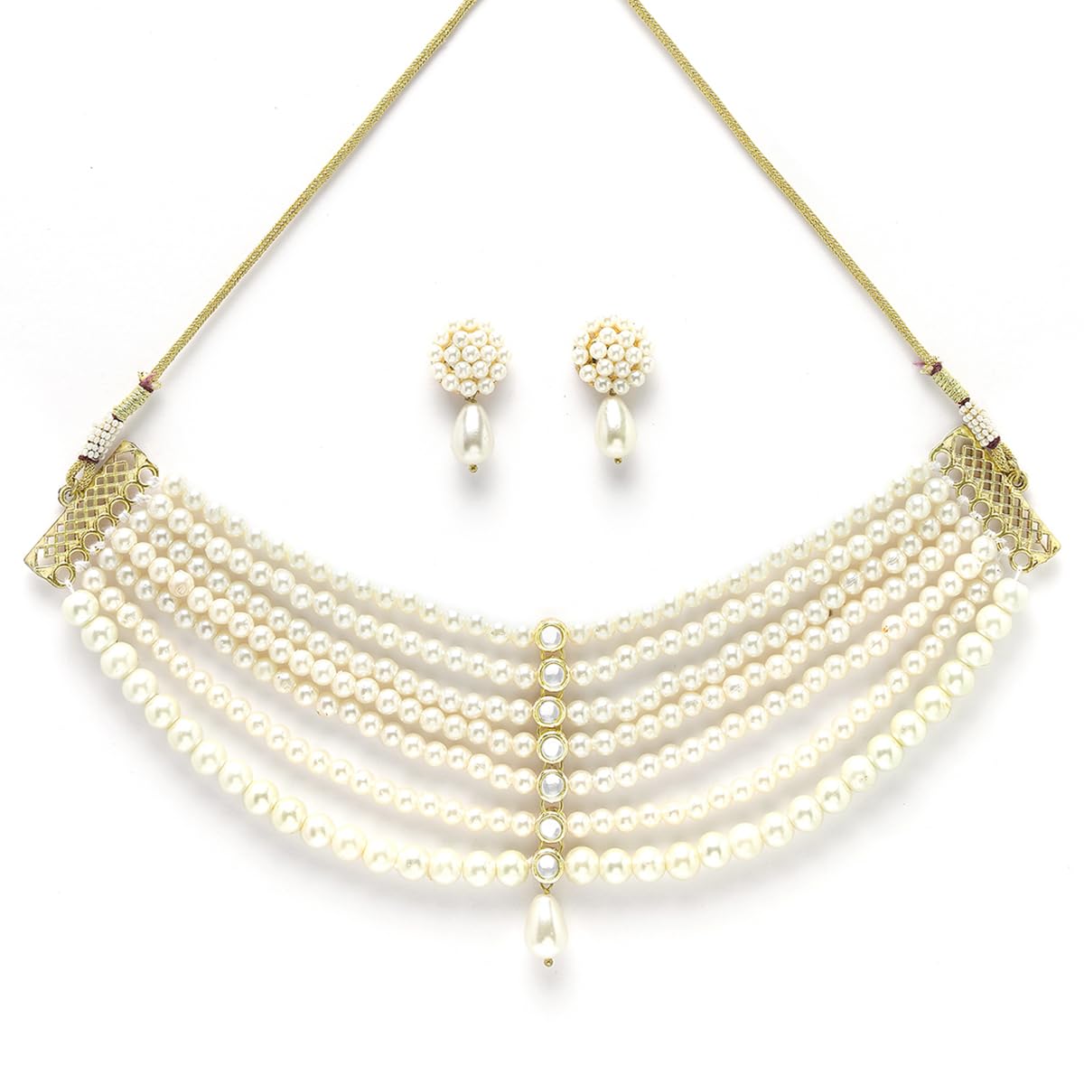 Karatcart Pearl Beaded Kundan Choker Necklace Set for Women (B0CPM7RTS2) Amazon Price History, Amazon Price Tracker