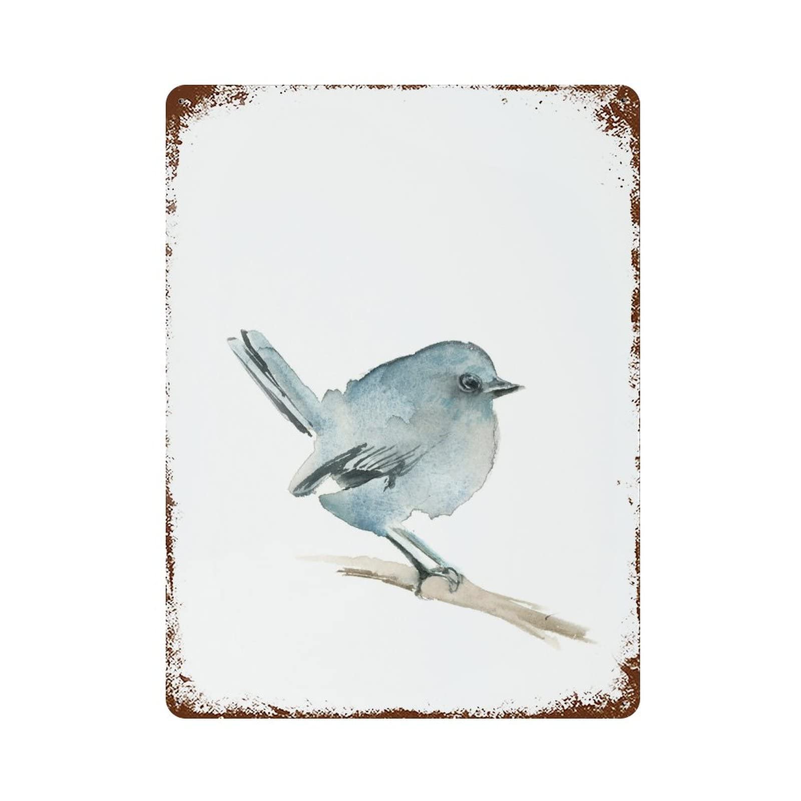 Kwqdozf As Pic Vintage Metal Tin Sign Blue Bird Wall Art For Home Kitchen, 8X12 Inch