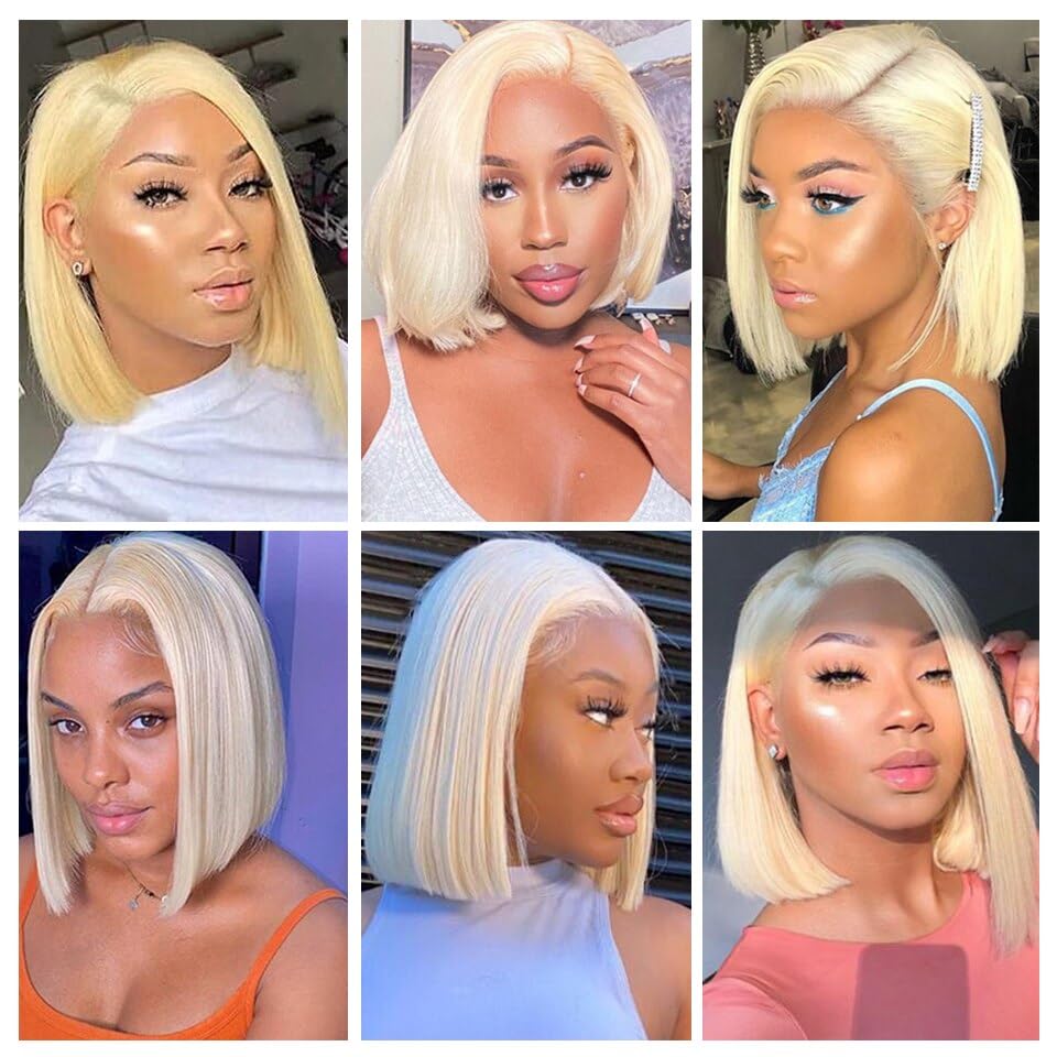 Fulllace Blonde short bob 613 Alopecia Hairloss Blonde 613 Straight Bob Wig Short Wig Lace Frontal Human  main image 2