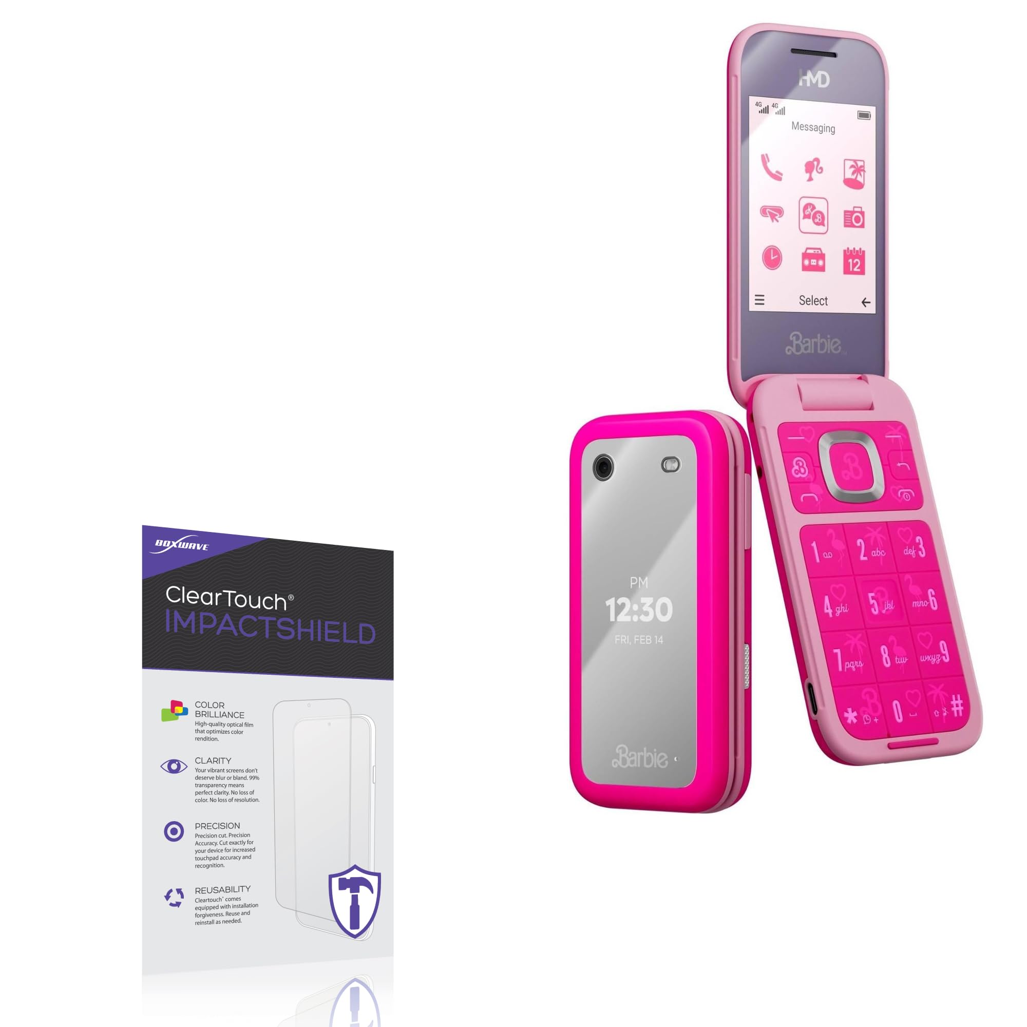 BoxWave Screen Protector Compatible with HMD Barbie - ClearTouch ImpactShield (2-Pack), Impenetrable Screen Protector Flexible Film