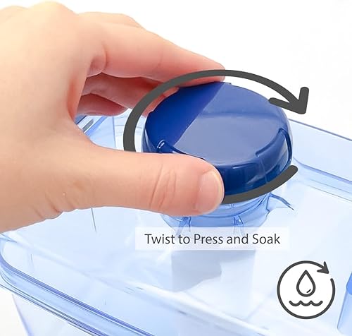 Miniatura 5 de Tsukemono - Contenedor redondo para hacer pepinillos instantáneos, fabricado en Japón, sin BPA (azul, 1.6 litros)