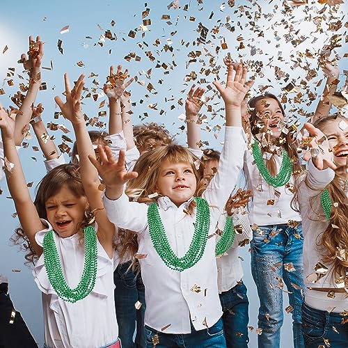 100PCS St Patricks Day Accessories, Green St. Patricks Day Beads Necklace, 33\" Round Beads Irish Saint Patricks Necklaces Costume Bulk, Parade Throw Accessories for Wedding Birthday St. Patricks Decor