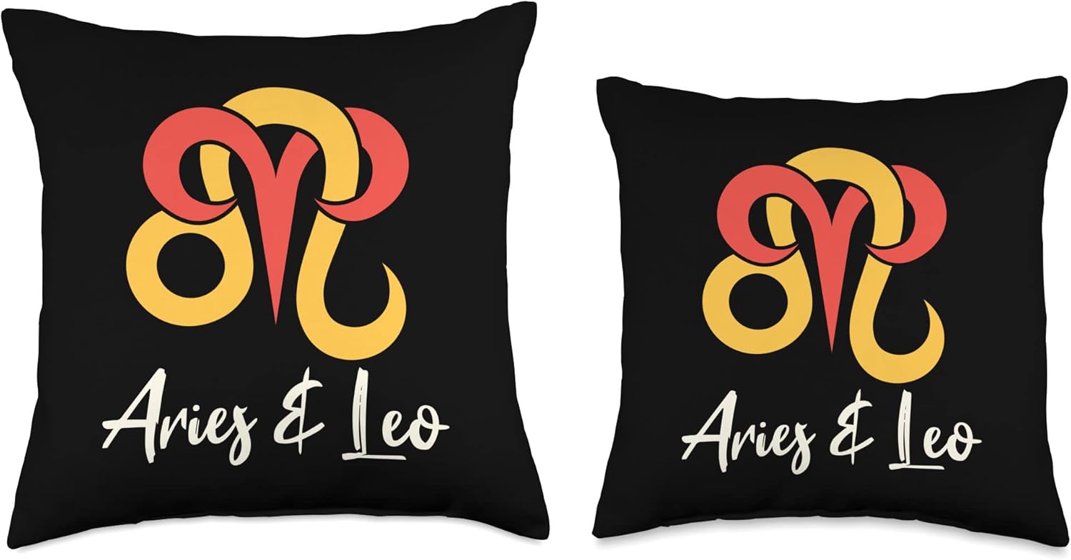 Aries and Leo Couple Zodiac Relationship Horoscope Men Women Throw Pillow